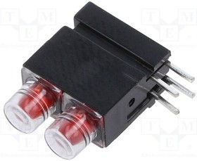 1801.2235, LED; in housing; red; 3.9mm; No.of diodes: 2; 20mA; 60°; 1.2?4mcd