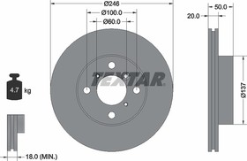 Фото 1/4 Диск тормозной передний стандартный SUZUKI TEXTAR 92104500