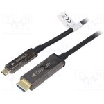 AK-330150-150-S, Adapter; HDMI 2.0,optical; HDMI plug,USB C plug; 15m; black