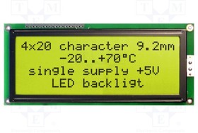 EA W204-BNLED, Дисплей: LCD, алфавитно-цифровой, STN Positive, 20x4, 146x62,5мм