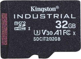 Фото 1/2 SDCIT2/32GBSP, Industrial Memory Card, microSD, 32GB, 100MB/s, 80MB/s, Black