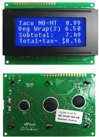 NHD-0416BZ-NSW-BBW, LCD Character Display - 4 x 16 Characters - 5V - 8-Bit Parallel - Controller:SPLC780D OR ST7066U - 1x16 Top