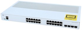 Коммутатор CISCO Catalyst 1000 24x 10/100/1000 Ethernet RJ-45 PoE+ ports and 195W PoE budget, 4x 10G SFP+ uplinks , Fanless, C1000-24P-4X-L