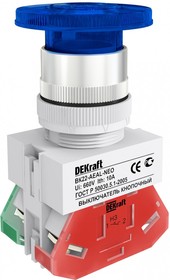 Фото 1/2 Выключатель кнопочный "Грибок" AEAL ВК-22 d22мм с фиксацией син. DEKraft 25036DEK