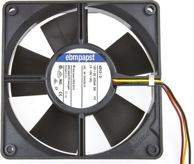 Фото 1/2 4312/2, DC Fans Tubeaxial Fan, 119x119x32mm, 12VDC, 100CFM, Speed Signal/Open Collector Output