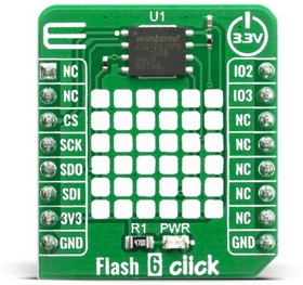 Фото 1/2 MIKROE-4067, MIKROE-4067, Flash 6 Click Flash Flash Memory Board for W25Q128JV for Pins and Power
