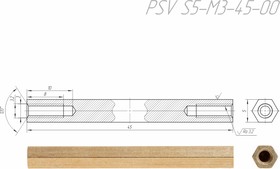 PSV S5-M3-45-00 Стойка для печатных плат, латунь ( аналог PCHSS-45, H-L4500-0600-5-03-X)