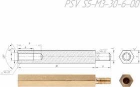 PSV S5-M3-30-6-00 Стойка для печатных плат, латунь ( аналог PCHSN-30, H-L3000-3600-5-03-1N1W-X)