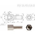 PSV S5-M3-5-8-03 Стойка для печатных плат, латунь, никелированная (аналог ...
