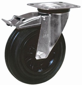13912 FR, Braked Swivel Castor Wheel, 90kg Capacity, 125mm Wheel