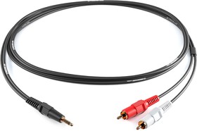 PROCAST cable S-MJ/2RCA.2 Межблочный кабель 3,5mm miniJack TRS-2RCA(male), длина 2m, черный