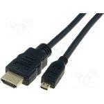 AK-330109-010-S, Cable; HDMI 1.4; HDMI plug,micro HDMI plug; 1m; black