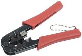 Фото 1/3 Инструмент обжимной для RJ45; RJ12; RJ11 без храпового механизма с прорезиненными ручками син./оранж. ITK TM1-B10H