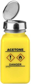 35254, Liquid Dispensers & Bottles ONE-TOUCH, HDPE DURASTATIC YELLOW BOTTLE, GHS LABEL, ACETONE PRINTED, 6 OZ