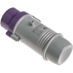 230.1604, IP44 Purple Cable Mount 3P Industrial Power Plug, Rated At 16A, 20 → 25 V