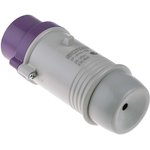 230.1600, IP44 Purple Cable Mount 2P Industrial Power Plug, Rated At 16A, 20 → 25 V