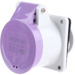 430.1615/R, IP44 Purple Panel Mount 2P Industrial Power Socket, Rated At 16A ...