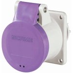 430.1619/R, IP44 Purple Panel Mount 3P Industrial Power Socket, Rated At 16A ...