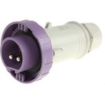 235.1600, IP67 Purple Cable Mount 2P Industrial Power Plug, Rated At 16A, 20 → 25 V