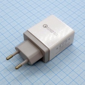 POWER Quick Charger 3.0, (вход 220В, выход USB гнездо 5В 2.4А), сетевой блок питания на один USB разъём