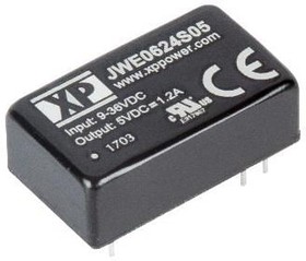 JWE0624D15, Isolated DC/DC Converters - Through Hole DC-DC CONVERTER, 6W, 4:1, DIP16