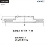 A6F106B, Диск тормозной пер. ADVICS