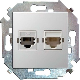 Фото 1/4 Розетка компьютерная 2-м СП Simon 15 RJ45 кат.5E Systimax механизм бел. Simon 1591593-030