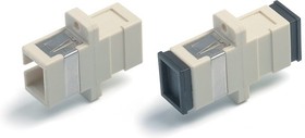Hyperline FA-P11Z-SC/SC-N/BK-BG Оптический проходной адаптер SC-SC, MM, simplex, корпус пластиковый, бежевый, черные колпачки