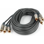 RCA аудио/видео кабель, 3xRCA/3xRCA, позол.разъемы, 4.5м, черный, пакет, CCAP-303-15