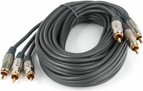 RCA аудио/видео кабель, 3xRCA/3xRCA, позол.разъемы, 4.5м, черный, пакет, CCAP-303-15