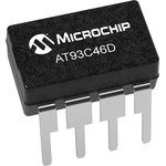 AT93C46D-PU, IC: EEPROM memory; Microwire; 128x8bit; 1.8?5.5V; 2MHz; DIP8