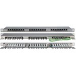 Hyperline PPHD-19-24-8P8C- C5E-SH-110D Патч-панель высокой плотности 19&quot;, 0.5U, 24 порта RJ-45, категория 5E, Dual IDC, экранированная