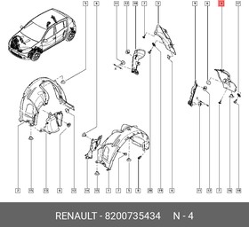 Фото 1/2 8200735434, Подкрылок задн лев RENAULT: SANDERO 09-