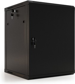 Hyperline TWB-0966-SR-RAL9004 Шкаф настенный 19-дюймовый (19&quot;), 9U, 500x600х600мм, металлическая передняя дверь с замком, две боковые п