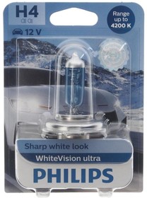 Лампа 12V H4 60/55W P43t-38 4200K блистер (1шт.) White Vision Ultra PHILIPS