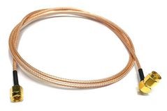 Coaxial cable, SMA plug (straight) to SMA plug (angled), 50 Ω, RG-316, grommet black, 1.2192 m, BU-4150030048