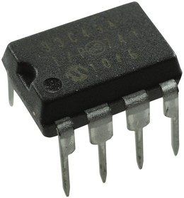 93C46A-I/P, EEPROM, 1 Kbit, 128 x 8bit, Serial 3-Wire, 3 MHz, DIP, 8 Pins