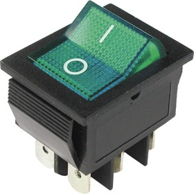 IRS-202-2B3 (зеленый), Переключатель с подсветкой ON-ON (15A 250VAC) DPDT 6P