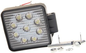 370-30-003, Фара рабочего света квадратная 110х110мм 27Вт (9 LED) рассеянный свет (Flood) 12-24V MEGAPOWER