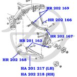 HR202166, Сайлентблок поперечной тяги задней подвески