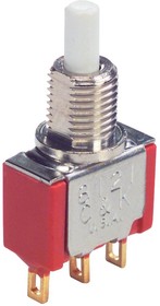 Фото 1/2 8221SYZGE, Кнопочный переключатель, 8020 Series, 6.4 мм, DPDT, Вкл.-(Вкл.), Plunger, Белый
