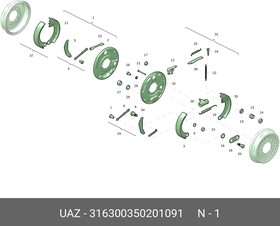 316300350201091, ТОРМОЗ ЗАДНИЙ ПРАВЫЙ (ДЛЯ А/М УАЗ ПАТРИОТ С 2018 Г.В., А/М С