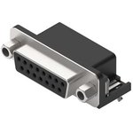 D-Sub connector, 15 pole, standard, angled, solder connection, 618015231321