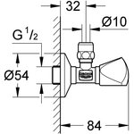 Вентиль угловой 1/2 дюйма для подключения смесителей, хром () 22939000