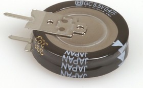 EEC-S5R5V474, Cap Supercap 0.47F 5.5V -20% to 150% (19 X 5.5mm) Radial Stacked Coin 5mm 1000h 70°C Tray