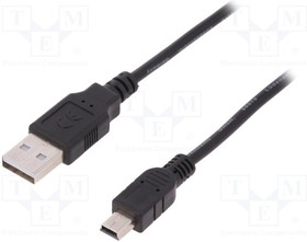 AK-300130-030-S, Cable; USB 2.0; USB A plug,USB B mini plug; nickel plated; 3m