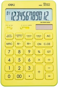 Фото 1/7 Калькулятор настольный ПОЛНОРАЗМ. Deli EM01551, 12-р,дв.пит,175х108мм, желт