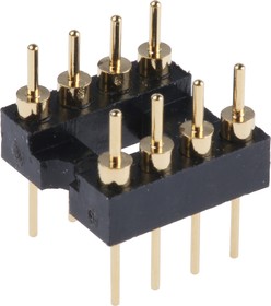 AR 08-ST/T, Straight Through Hole Mount 2.54mm Pitch IC Socket Adapter, 8 Pin Male DIP to 8 Pin Male DIP