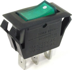 IRS-1-4C, Переключатель зеленый с подсветкой ON-OFF (10A 250VAC) SPST 3P