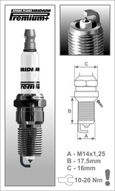 Свеча зажигания IRIDIUM Premium + P25 GR17YIR (1928)